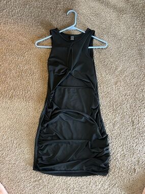 Shein Black Twist-Front Ruched Bodycon Dress